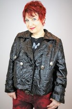 lässige Jacke im Trenchcoat-Stil Gr. 42 aus Kunstleder