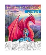 Fantasy World. Line art coloring book: Adult coloring book 