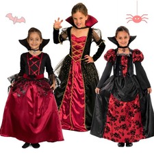 Vampir Kostüm Kinder Halloween Mädchen Kind Skelett Hexe Fasching rot schwarz