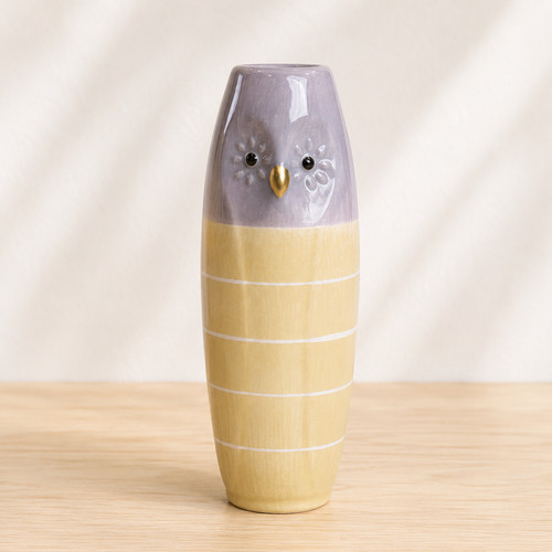 Vase eule violett gelb - eule, violett/gelb