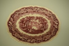 Mason´s Patent Ironstone Vista England rot weiß Geschirr Fleischplatte 