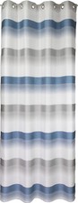 Ösenschal weiß / blau gestreift BxH 140x245cm Gardine Vorhang Schal 2421