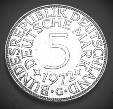 BRD   5  MARK 1972 G       SS       SILBER   ORIGINAL  FOTO
