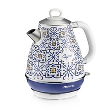 Ariete Wasserkocher Capri 1,7 l Edelstahlgehäuse Mediterranes Design weiß blau