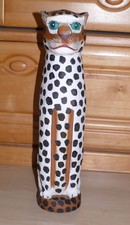 LEOPARD Holztier 48 cm hoch, ca. 30 Jahre alt, kleine Beschädigungen
