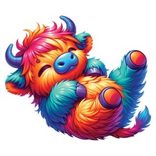 10x colorful Highland cow 9x9