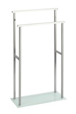 WENKO Stand Handtuch Butler DEBAR Ständer Edelstahl Halter 2 Stangen Glas Bad WC