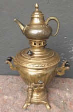 alter dekorativer Messing farbener Samowar  Metall mit Kabel  Made in USSR