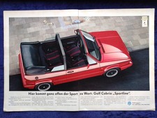 VW Golf 1 Cabrio, Sportline. originale Werbung aus 1992  Golf Cabriolet