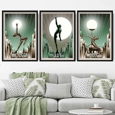 GERAHMTE KUNST Deko Frauen Poster Kunstdrucke Box Rahmen oder Hochglanz Deko 3er Set