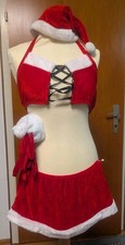 Weihnachtliches Dessous, Rock, Oberteil, Mütze, Handschuhe, Nikolaus,Gr.44, Eis