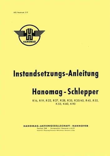 Werkstatthandbuch hanomag - werkstatthandbuch,