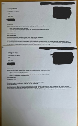 Stück tagesticket - 2, 2-tagesticket