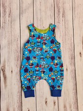 ▀▄ Handmade Strampler Gr.56 neu Mädchen Jungen blau Eulen ▄▀