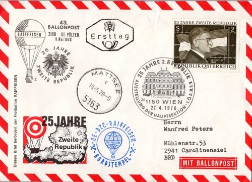 österreich ballonpost 1970 - ballonpost,