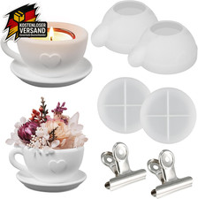 Silikonformen Kerzenhalter Kaffeetasse Untertasse Gießformen Set 4 Stück