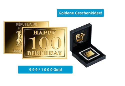 Goldmünze motiv happy 100 - "happy,