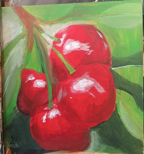 Rote kirschen acrylgemälde - "rote, kirschen"