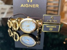 AIGNER A57203 ORVIETO Damen-Armbanduhr Edelstahl vergoldet/Perlmutt neu