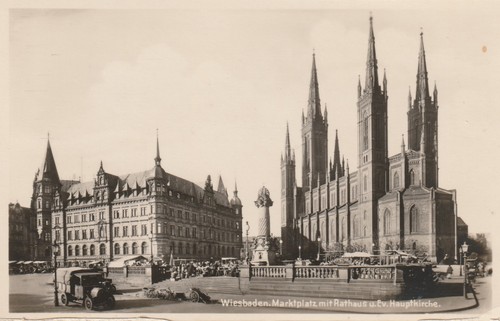 Wiesbaden marktplatz mit - ak,