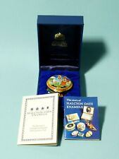 Glasmalerei - Weihnachten 2003 HALCYON DAYS Emaille Schmuckschatulle VERPACKT Papiere