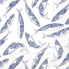 20 Servietten Fische blau