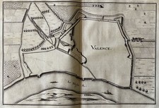 Valence Merian Kupferstich Vogelschau Topographia Frankreich Rhone Fluss 1655-61