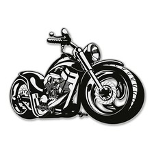 Wandtattoo Custom-Bike I Schwarz / Weiß I 13,7 x 10 cm I Harley, Moped, Chopper 
