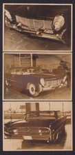 3 Fotografien Auto Lincoln Premiere 1957, US-Car in einem Autohaus ausgestellt 