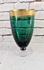 Theresienthal Concord Vase Kelch Glas grün Mintonborte 24 K Goldrand