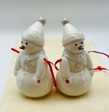 Villeroy & Boch 2008 Thema "Weiße Weihnachten" 2x Schneemann Anhänger