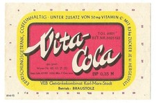 AFG DDR-Etikett VITA-COLA Betrieb: Braustolz, GK Karl-Marx-Stadt/ Chemnitz (A2)