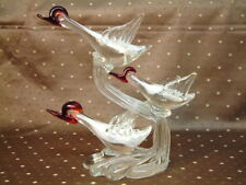 KUNSTGLAS 3 FLUGENTEN VOGELGRUPPE ÜBERFANG SOCKEL KEIN MURANO VETRO GALERIE