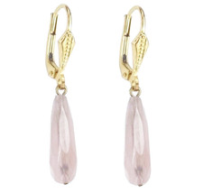 Natur Rosenquarz Ohrringe mit Brisur, oder Anhänger Massiv 585 Gelbgold, 14K (09