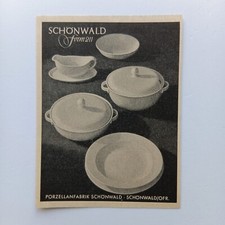 1951 Schönwald Porzellan Form 211, Werbeanzeige, Werbung, Reklame
