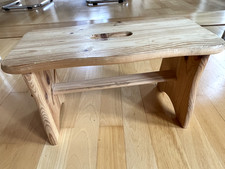 Vollholz Natur Schemel Tritthocker 39 x 21 x 19 cm Kiefer robuste Fußbank stabil