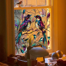 Vintage Buntglas Vogel & Ast