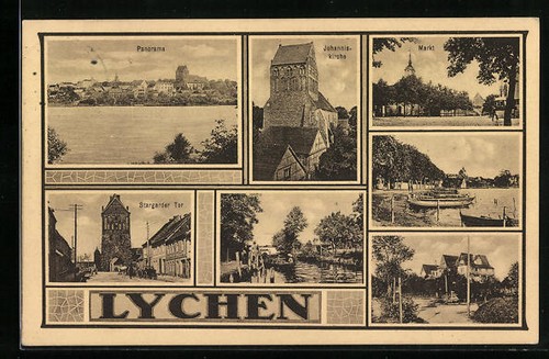 Ansichtskarte lychen markt - ansichtskarte, lychen,