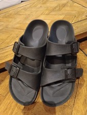 Badelatschen Hausschuhe Strandschuhe Strandlatschen Latschen Unisex Schwarz 42