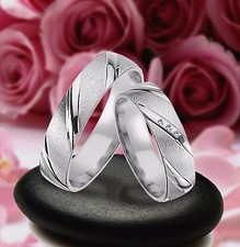 2 Trauringe Eheringe DR. mit 3 Steine , 5mm , Silber 925 , Gravur Gratis , JL1-3