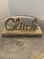 Glück Schriftzug Tisch Deko Mango Holz Aufsteller Metall Impressionen Shabby 20