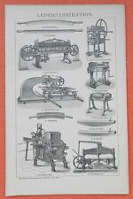 Lederfabrikation Lederherstellung Spaltmaschine Korkholz Holzstich 1894