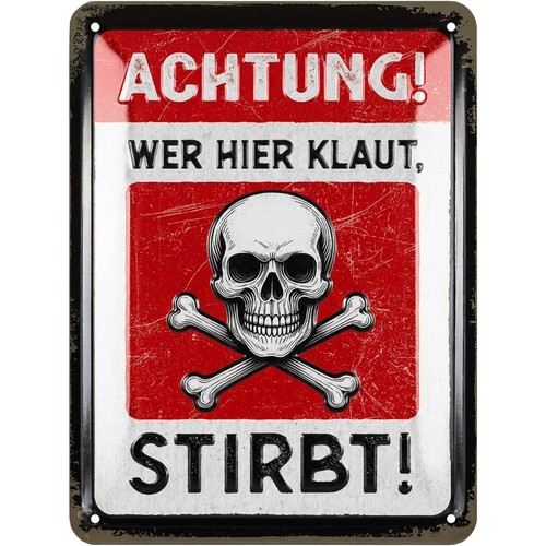 Retro blechschild achtung wer - achtung,