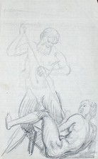 Wilhelm Wohlgemuth Pan Kampf Mythologie Kreis Hans von Marées Bleistift 20.Jh.