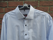 Eterna, Herrenhemd, Gr. 40, weiß/blau, fein kariert, Langarm, Modern Fit