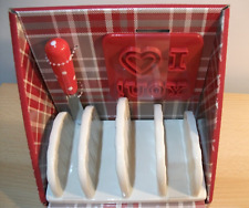 Toast Frühstück Set - Keramik Toastständer/ Stempel -/ Buttermesser Neu in OVP