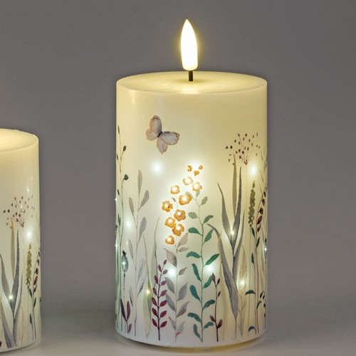 Led kerze blumenwiese - kerze, h