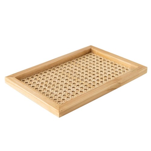 Holztablett rattan natur - holztablett,