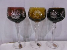 3 alte Wein- Gläser  Römer Dresdner Kristall  Handschliff bunt Schleuderstern