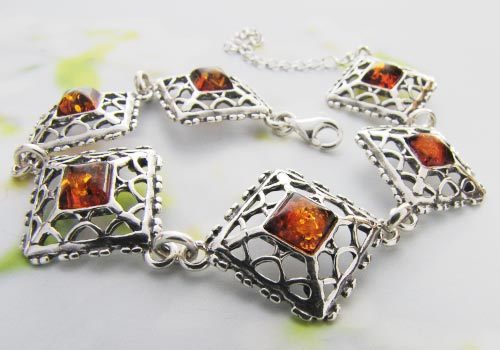 Bernstein silber armband - silber,